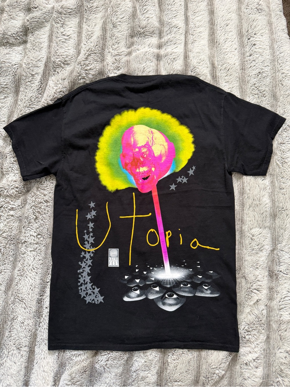 Travis Scott Black Short Sleeve 'Utopia' Neon Skull Tee